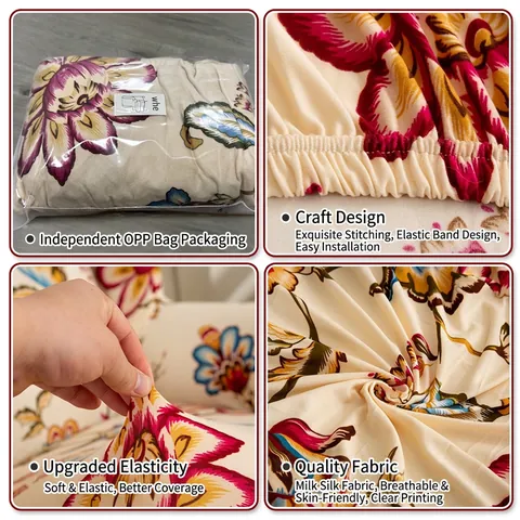 Wingback Chair Cover Elastic Polyester Floral Geometric Print Slipcover All-Inclusive Dustproof Furniture Protector