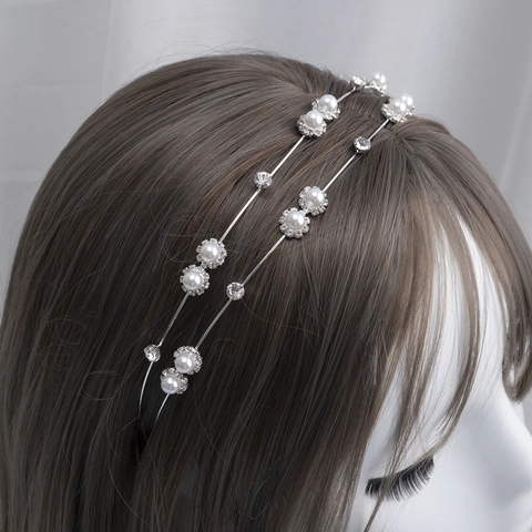 Diadema De Metal De Doble Capa Con Perlas Artificiales Y Diamantes De Imitación Flor De Rosa Accesorios Elegantes Para Mujer