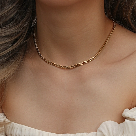 Minimalista Acciaio Inossidabile Oro Maglia Cubana Collana Bracciale Cavigliera Per Donna Gioielli Di Moda Catena Intrecciata Geometrica Accessorio