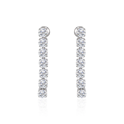 Boucles D Oreilles Pendantes Linéaires À Franges En Acier Titane Avec Pierres Transparentes Style Hip Hop Pour Femmes