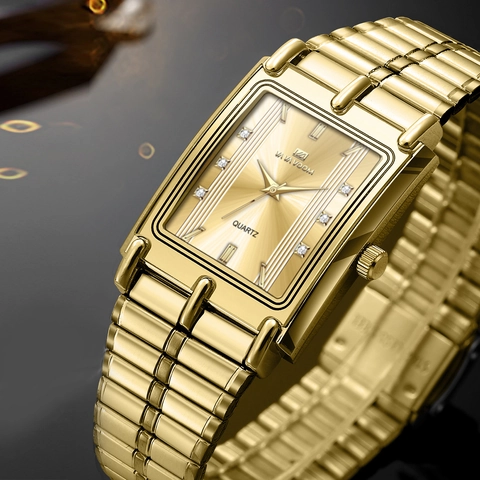 VA VA VOOM Business Luxury Quartz Watch For Couple Waterproof Rectangular Stainless Steel Band Rhinestone Dial Wrist Watch