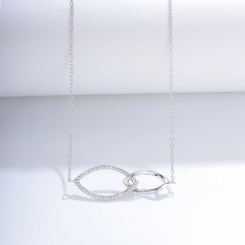 925 Sterling Zilveren In Elkaar Grijpende Dubbele Ring Ketting Minimalistische Geometrische Hanger Sieraden Met Witte Zirkonia