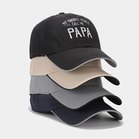 Cappello Da Baseball In Maglia Traspirante Asciugatura Rapida Protezione Solare Bordo Riflettente Vintage Papa Slogan Stampa