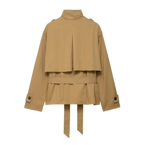 Ensemble Veste Coupe-Vent Utility Kaki Pour Femmes Et Jupe-Culotte À Double Boutonnage Avec Ceinture