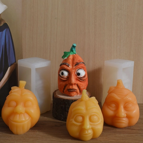 Halloween Pumpkin Face Silicone Mold Funny Human Face Shape For DIY Candle Soap Plaster Making Aromatherapy Craft
