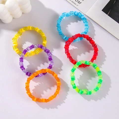 Pulsera De Cuentas De Estrella Acrílico Resina Purpurina Lentejuelas Multicapa Cuerda Elástica Joyería Para Mujeres Niñas