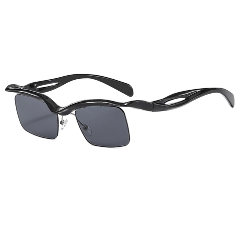 Golfvormige Zonnebril Met Onregelmatig Frame PC AC UV400 Bescherming Retro Y2K Street Style Mode Halfframe Brillen