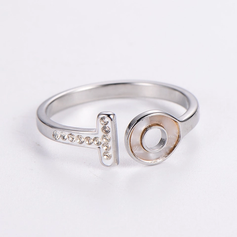 Edelstahlring Mit Perlmutt Und Zirkonia Offener Verstellbarer Buchstabe T O Design Modeschmuck Für Damen