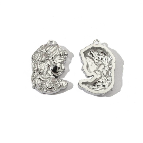 Snake Woman Pendant Necklace Stainless Steel Mirror Polished Classical Relief Vintage Jewelry For Women Men