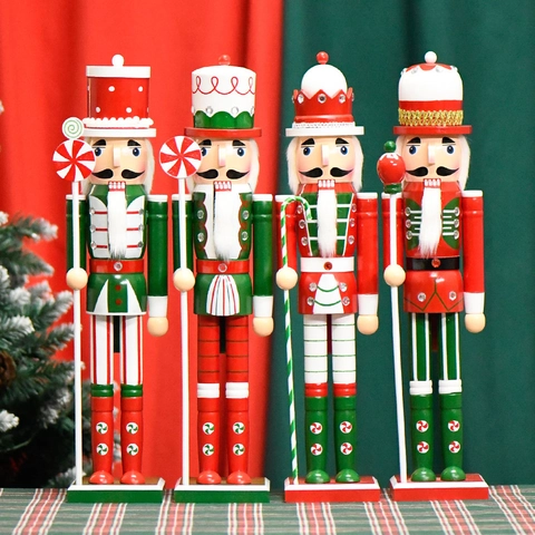 Schiaccianoci Di Natale Soldato In Legno Dipinto Tema Caramelle Decorazione Per La Casa