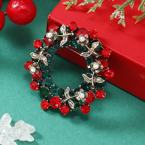 Broche De Navidad Aleación Diamantes De Imitación Corona Copo De Nieve Estrella Árbol Campana Bota Accesorios Mujer Festivo