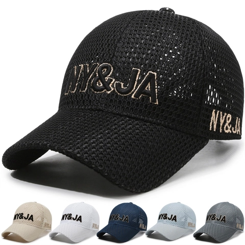 Breathable Mesh Baseball Cap Sun Protection Outdoor Sports Hat Adjustable Embroidery Unisex Casual Summer Trucker Hat