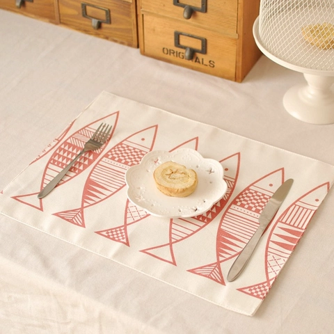 Cotton Linen Placemats Heat Resistant Washable Fabric Table Mats Nordic French Country Vintage Style Home Dining Decor