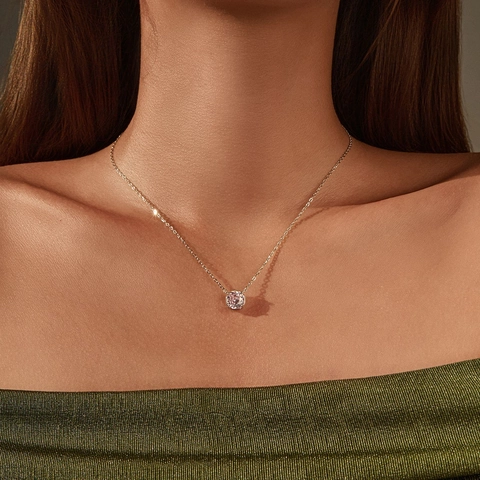 Halskette Mit Achteckigem Zirkonia Anhänger 925 Sterling Silber Schlüsselbeinkette Eleganter Minimalistischer Schmuck Für Frauen