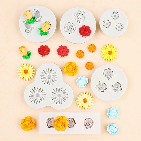 Blumen Silikonformen Florale Fondant Schokolade Tortendekoration DIY Backwerkzeuge Harz Ton Basteln