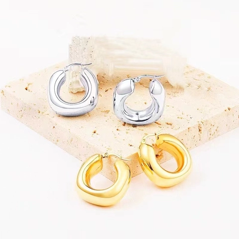 Edelstahl Crescent Hoop Ohrringe 18K Vergoldet Hohl Chic Minimalistischer Statement Modeschmuck Für Damen