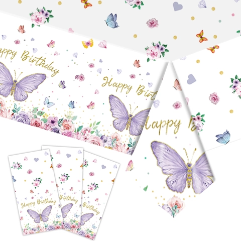 Schmetterling Thema Geburtstagsparty Tischdecke Einweg PE Kunststoff Wasserdicht Rechteckig Feier Frühling Blumenmuster