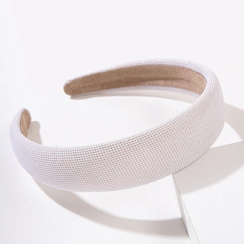 Elegant Wide Sponge Padded Headband Shimmer Mesh Fabric Non-Slip Retro Simple Hair Hoop Accessory For Women