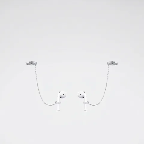 Σκουλαρίκια Ear Cuff Με Ασήμι 925 Μακριά Αλυσίδα Ζιργκόν Βάση Στήριξης Ασύρματων Ακουστικών Για Γυναίκες