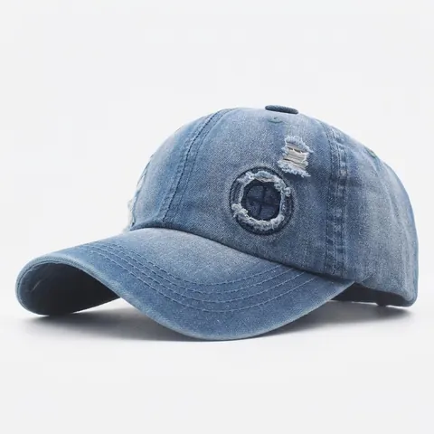 Distressed Washed Denim Baseball Cap Rissige Baumwolle Atmungsaktiv Vintage Sonnenschutz Hut Für Männer Frauen Verstellbar