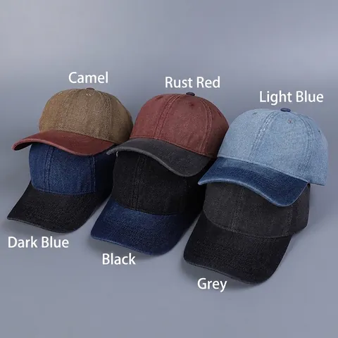 Berretto Da Baseball In Denim Lavato Bicolore Vintage Patchwork Regolabile Cappello Da Sole Per Uomo Donna Casual Outdoor