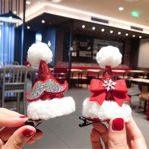 Fermagli Per Capelli Natalizi Cappello Di Babbo Natale Corna Di Renna Peluche Paillettes Accessori Per Capelli Festa