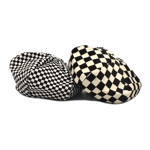 Berretto Vintage A Scacchi Per Donna Cotone Lavorato A Maglia Poliestere Autunno Inverno Caldo Cappello Da Pittore Stile Giapponese