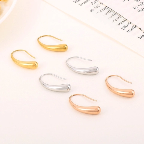Pendientes de Gancho de Gota de Agua de Acero Inoxidable Minimalistas para Mujer Pendientes Colgantes de Lágrima Elegantes