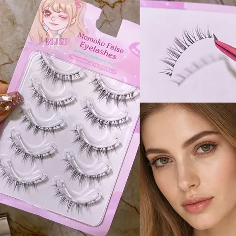 Faux Cils Naturels Fibre Synthétique Bande Transparente Doux Léger Style Fée Maquillage Quotidien Des Yeux