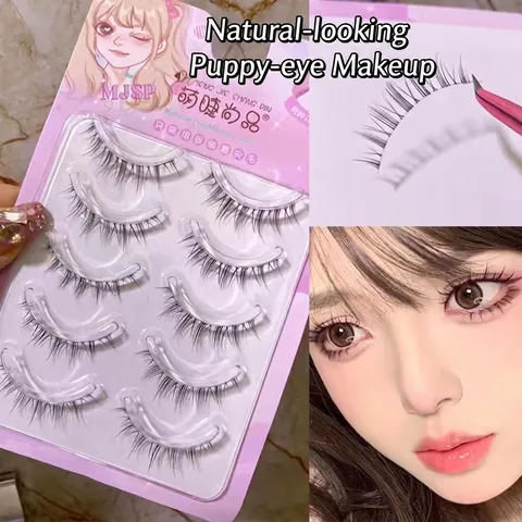 Natürliche Falsche Wimpern Synthetikfaser Transparentes Band Weich Leicht Feenstil Tägliches Augen Make-up