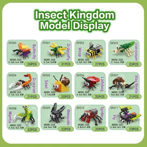 Insect Building Blocks ABS Plastic Small Particles Educational Creative DIY Toy Kids Gift