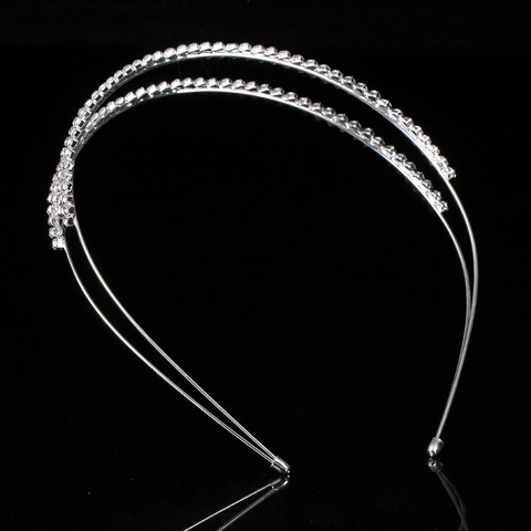 Cerchietto Per Capelli In Strass A Doppia Fila Cristallo Irregolare Argento Metallo Elegante Accessorio Per Capelli Donna