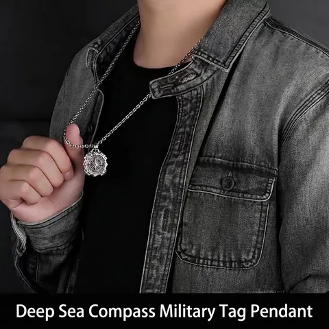 Collana Con Ciondolo Bussola Retro Rame Placcato Argento Stella Nautica Ancora Medaglione Ottagonale Gioielli Hip Hop Uomo
