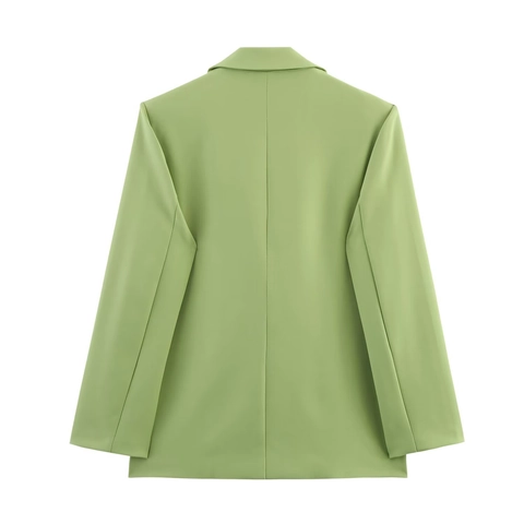 Blazer Y Pantalones De Pierna Ancha Para Mujer Verde Claro Poliéster Casual Suelto Moda Oficina Streetwear Profesional