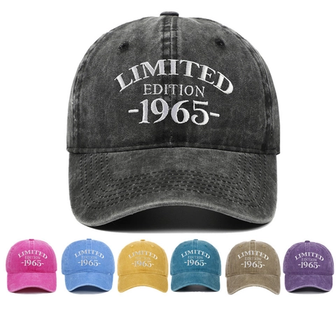Casquette De Baseball En Coton Lavé Rétro Distressed Limited Edition 1965 Broderie Ajustable Unisexe Chapeau De Soleil