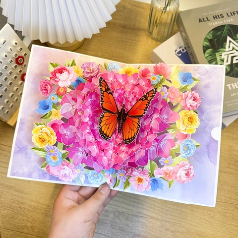 3D Pop-up Grußkarte Mit Umschlag Schmetterling Hortensie Blumen Design Handgemachte Papierhandwerk Für Geburtstag Muttertag Hochzeit Geschenk