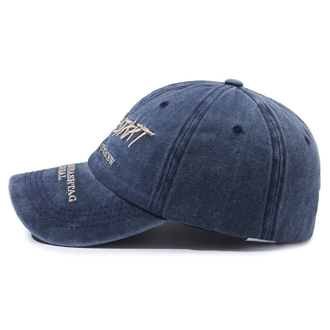 Casquette De Baseball En Coton Lavé Rétro Lettre Brodée Réglable Visière Courbée Chapeau Protection Solaire Unisexe