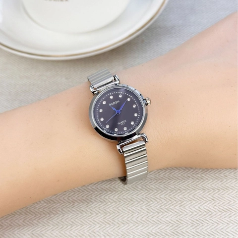 Elegante Orologio al Quarzo da Donna con Cinturino in Metallo Argentato Quadrante Rotondo Strass Orologio da Polso Analogico Casual