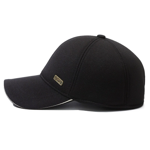 Winter Baseball Cap Corduroy Cotton Warm Ear Flaps Windproof Outdoor Hat For Men Metal Sport Badge Adjustable