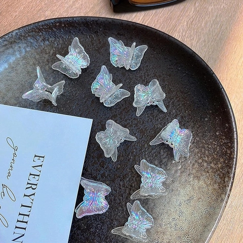 Mini Schmetterling Haarklammern Transparent Holographisch Laser Glitzer Leuchtend Kunststoff Haarnadeln Für Frauen Mädchen