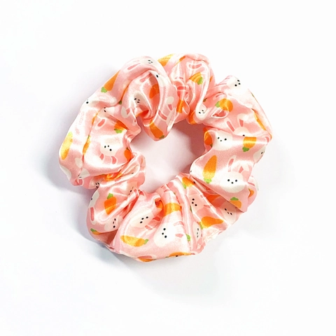 Scrunchies Di Pasqua Elastici In Tessuto Satinato Stampa Coniglio Carota Uovo Accessori Capelli Festa Per Donne