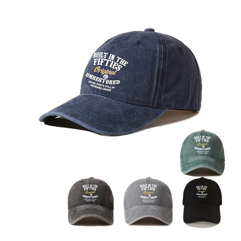 Vintage Washed Cotton Baseball Cap Distressed Retro Letter Print Sun Protection Adjustable Hat For Men Women