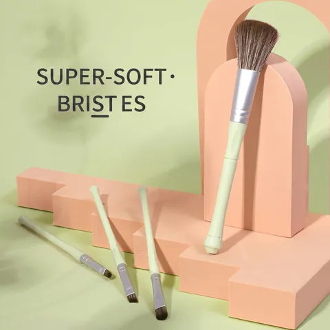 Pennelli Trucco Verde Matcha Setole Sintetiche Morbide Manico Plastica Per Viso Occhi Labbra Bellezza Quotidiana Elegante