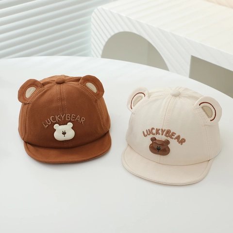 Gorra De Béisbol Bebé Algodón Lindo Dibujos Animados Orejas Oso 3D Ala Suave Protección Solar Infantil Niños Niñas