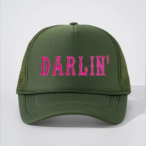 Berretto Trucker Lettera Darlin' Schiuma Mesh Posteriore Regolabile Retro Stile Americano Traspirante Berretto Sole Estate