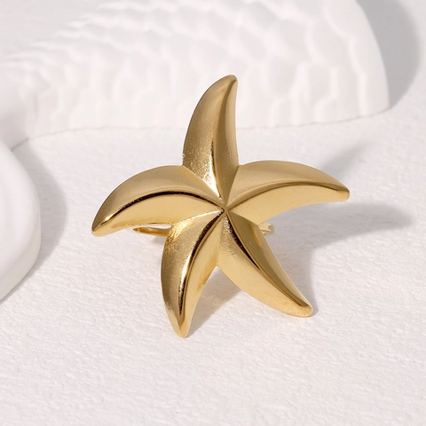 Seestern Ring Edelstahl Verstellbar Offen Meer Strand Urlaub Minimalistischer Schmuck Für Damen