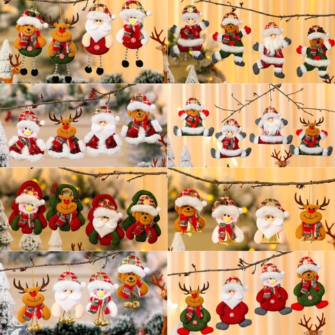 Weihnachten Plüsch Anhänger Weihnachtsmann Schneemann Rentier Bär Engel Stoff Baumschmuck Feiertag Heimdekor
