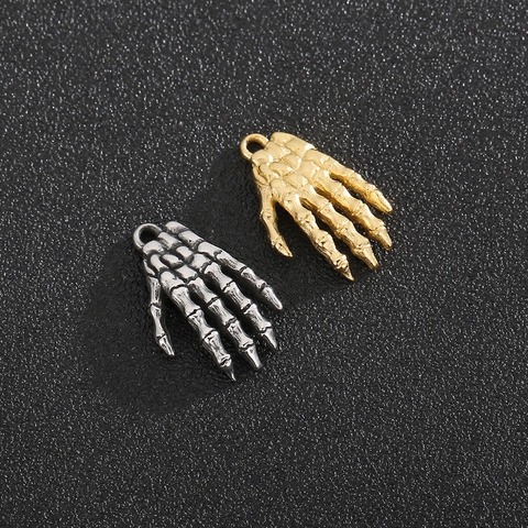 Colgantes De Mano De Esqueleto De Acero Inoxidable Amuletos De Hueso Góticos Retro Para Hacer Joyas DIY Accesorios Hip Hop Punk