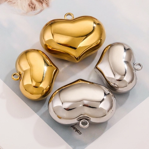Colgantes De Corazón Acero Inoxidable Pulido Espejo Grande Accesorios Para Fabricación De Joyas DIY Moda Minimalista