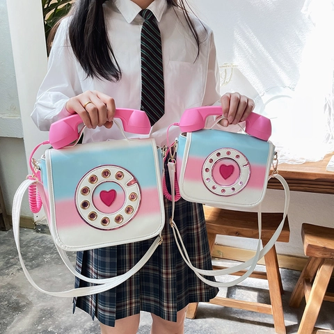 Borsa Tracolla Creativa Forma Telefono Retrò Pelle PU Borsa A Mano Quadrante Per Donne Chic Novità Borsa Spalla